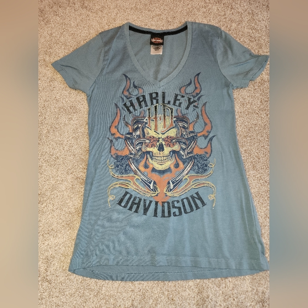 Preowned Womens Harley Davidson blue size medium tshirt